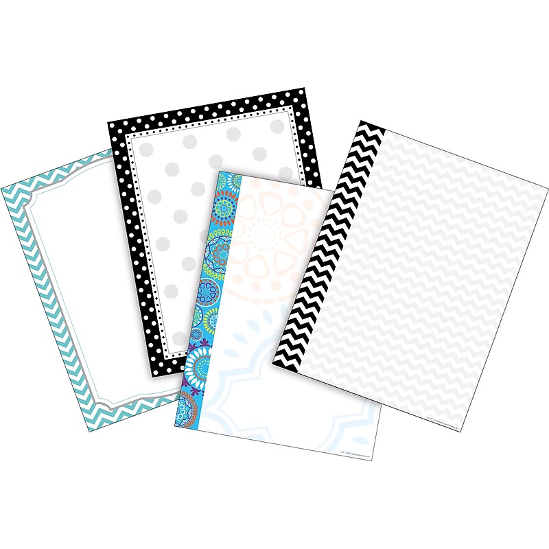 Barker Creek Chevron & Dots Computer Paper, 8.5" x 11", 60 lbs., Assorted Colors, 200 Sheets/Pack (SS0756) image 1