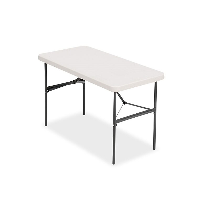 Staples 4' x 24" Heavy Duty Plastic Folding Table, Light Gray (79203/54406) image 1