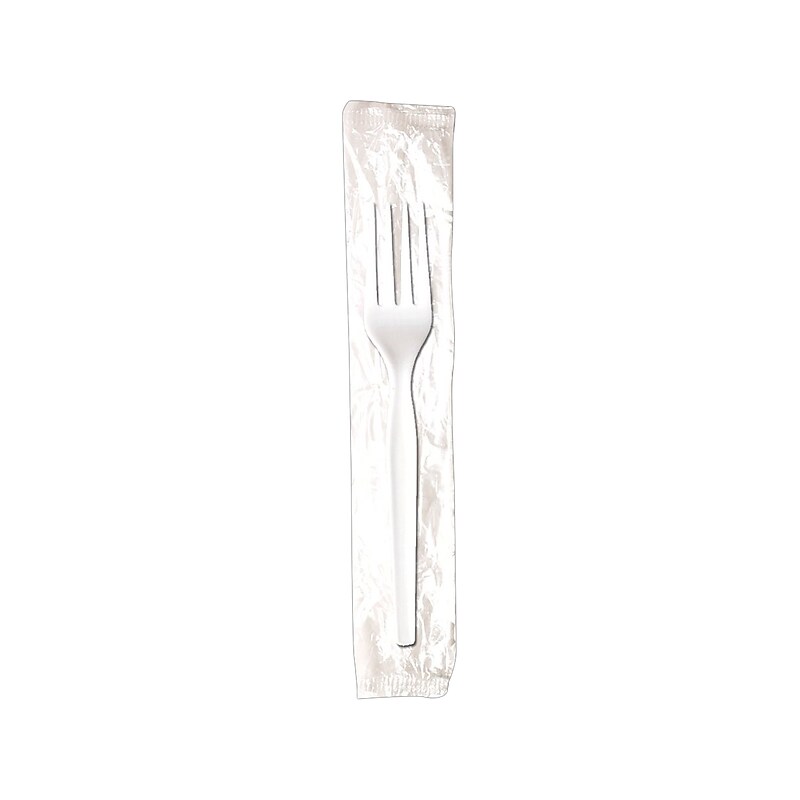 Dixie Individually WrappedPolystyrene Fork, Medium-Weight, White, 1000/Carton (FM23C7) image 1