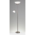 Adesso® Piedmont 71"H Brushed Steel 300W Torchiere Floor Lamp with Reading Light and White Plastic Shades (7202-22)