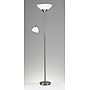 Adesso® Piedmont 71"H Brushed Steel 300W Torchiere Floor Lamp with Reading Light and White Plastic Shades (7202-22)~#|#~sp100563117_sc7