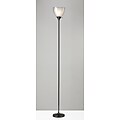 Adesso® Presley 72"H Black Nickel Torchiere Floor Lamp with Frosted Bowl Shade (3565-01)