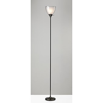 Adesso® Presley 72"H Black Nickel Torchiere Floor Lamp with Frosted Bowl Shade (3565-01)