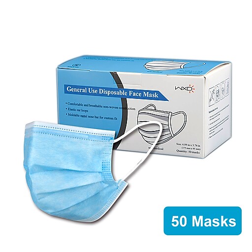 Disposable Earloop Half Face Mask, Blue, 50/Box (WXDKZ0007E/ET10000/FM