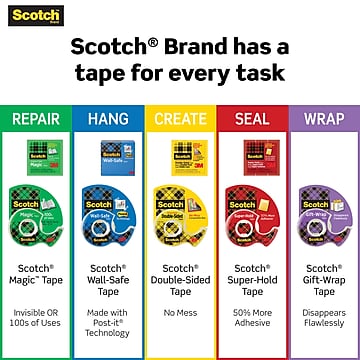 Scotch® Gift Wrap Tape with Dispenser, 3/4" x 23.61 yds., 4 Rolls (415)