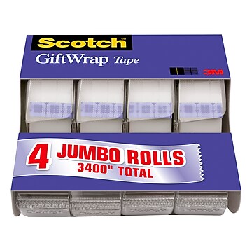 Scotch® Gift Wrap Tape with Dispenser, 3/4" x 23.61 yds., 4 Rolls (415)