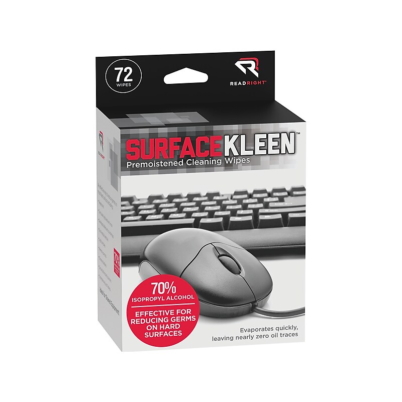 Read Right SurfaceKleen Premoistened Cleaning Wipes, 5" x 5", Unscented, 72/Box (RR15109) image 1