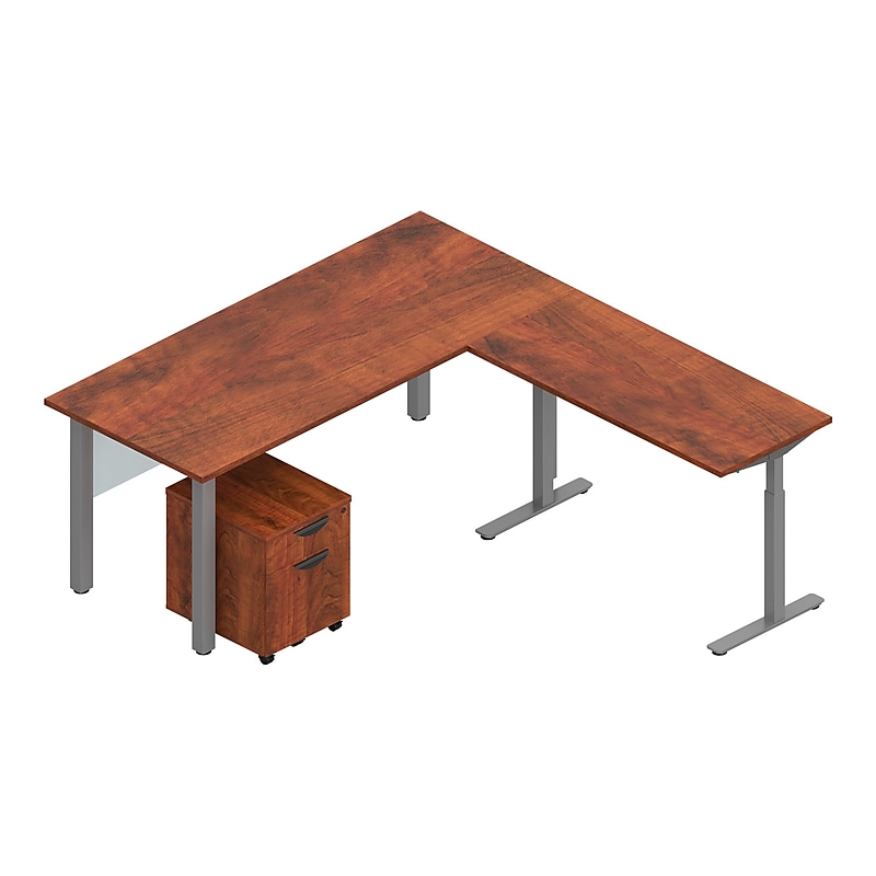 Offices To Go Superior Laminate 71" L-Shaped Desk, American Dark Cherry (TDOTG21-ADC) image 1