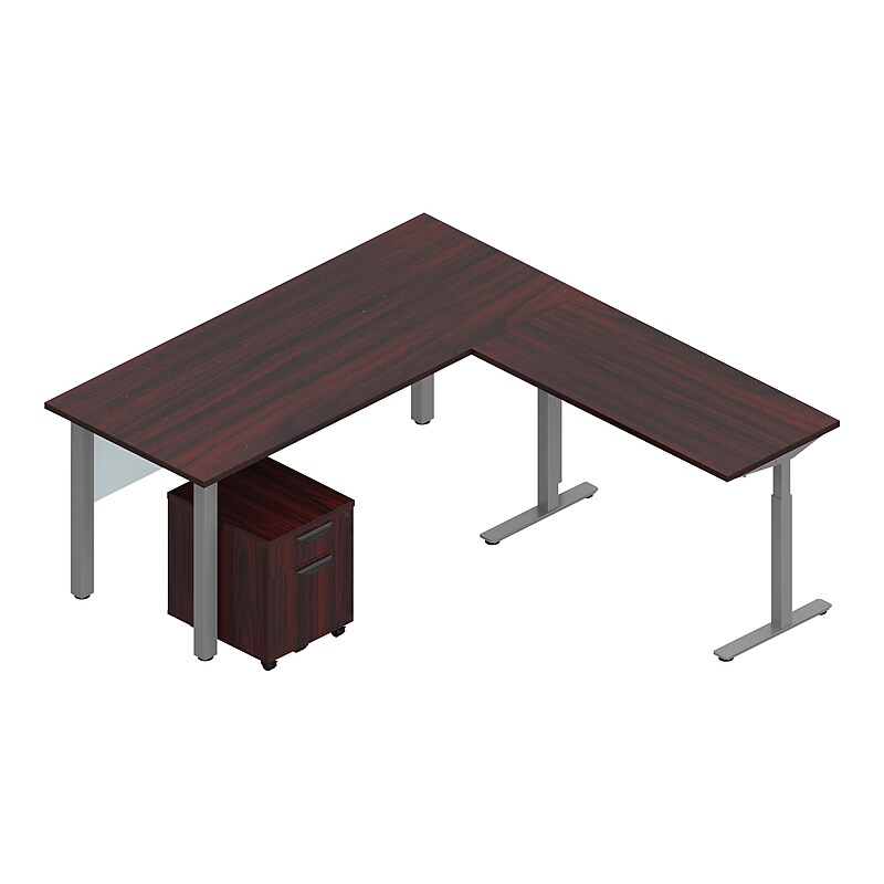 Offices To Go Superior Laminate 71" L-Shaped Desk, American Mahogany (TDOTG21-AML) image 1