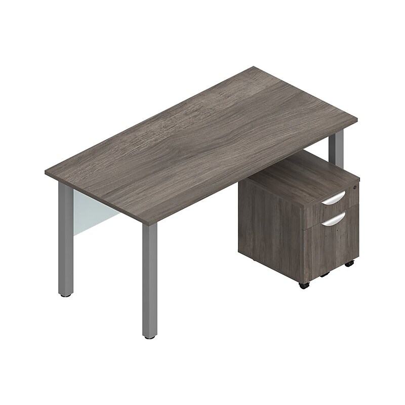 Offices To Go Superior Laminate 60"W Desk with Mobile Pedestal, Artisan Gray (TDOTG19-AGL) image 1
