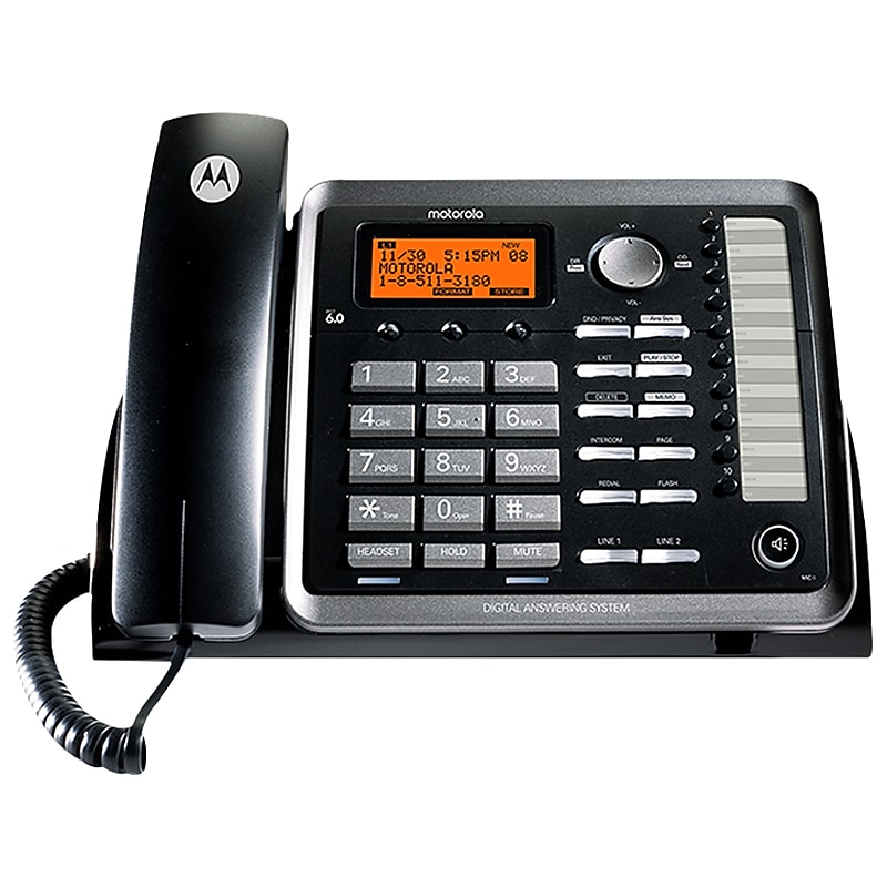 Motorola 2-Line Phone with Digital Answering, Black  (ML25254) image 1