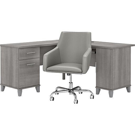 Bush Furniture Somerset 60W Office Desk With Drawers In Platinum Gray