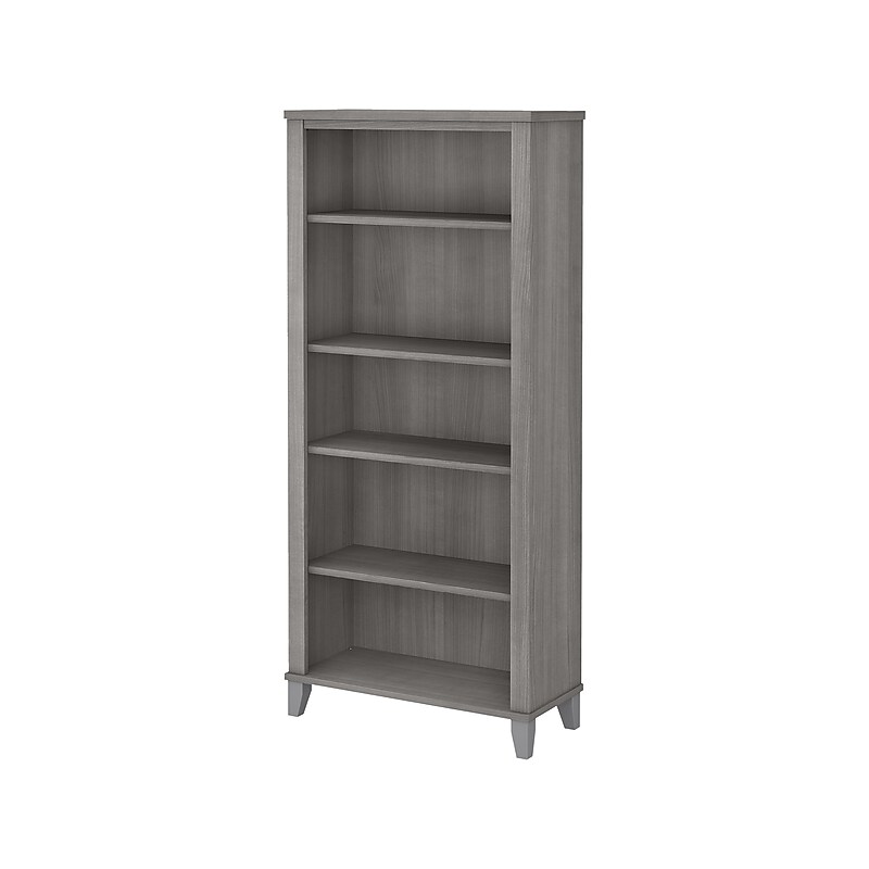 Bush Furniture Somerset 65"H 5-Shelf Bookcase with Adjustable Shelves, Platinum Gray Laminate (WC81265) image 1