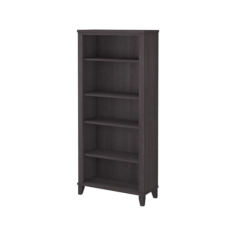 Bush Furniture Somerset 65"H 5-Shelf Bookcase with Adjustable Shelves, Storm Gray Laminate (WC81565) image 1
