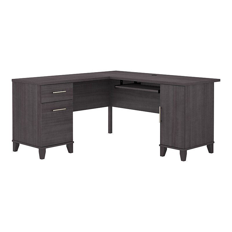 Bush Furniture Somerset 60"W L Shaped Desk with Storage, Storm Gray (WC81530K) image 1
