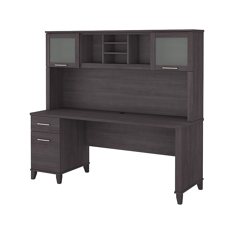 Bush Furniture Somerset 72"W Office Desk with Drawers and Hutch, Storm Gray (SET018SG) image 1