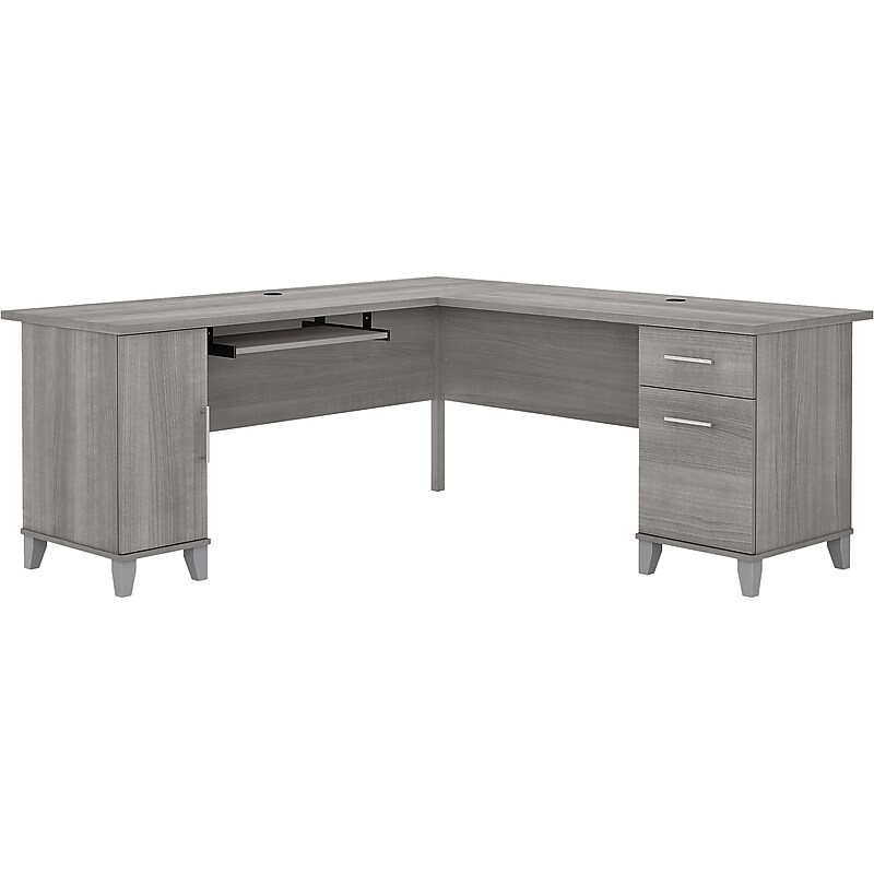 Bush Furniture Somerset 72"W L Shaped Desk with Storage, Platinum Gray (WC81210K) image 1
