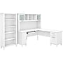 Bush Furniture Somerset 72"W L Shaped Desk with Hutch and 5 Shelf Bookcase, White (SET011WH)~#|#~sp101295366_sc7