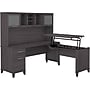 Bush Furniture Somerset 72"W 3 Position Sit to Stand L Shaped Desk with Hutch, Storm Gray (SET015SG)~#|#~sp101295424_sc7