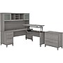 Bush Furniture Somerset 72"W 3 Position Sit to Stand L Shaped Desk with Hutch and File Cabinet, Platinum Gray (SET016PG)~#|#~sp101295693_sc7