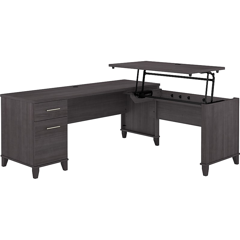Bush Furniture Somerset 72"W 3 Position Sit to Stand L Shaped Desk, Storm Gray (SET014SG) image 1