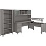 Bush Furniture Somerset 72"W 3 Position Sit to Stand L Shaped Desk with Hutch and Bookcase, Platinum Gray (SET017PG)~#|#~sp101295744_sc7