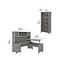 Bush Furniture Somerset 72"W 3 Position Sit to Stand L Shaped Desk with Hutch and Bookcase, Platinum Gray (SET017PG)~#|#~sp101295756_sc7