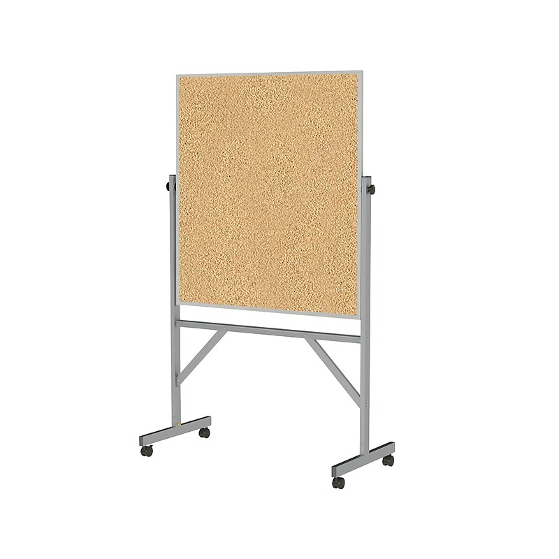 Ghent Combination Board Mobile Dry-Erase Whiteboard, Aluminum Frame, 4' x 3' (ARMK43) image 1