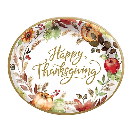 Amscan Colors of Fall Thanksgiving Premium Round Plate Tableware TradeMart Inc 430184