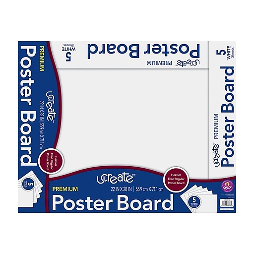 uCreate Premium Poster Board, 22 x 28, White, 5/Pack (PCAR38673)