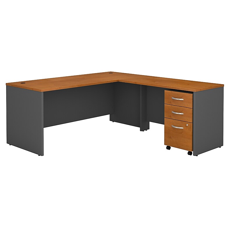 Bush Business Furniture Westfield 72W L Shaped Desk with 48W Return and Mobile File Cabinet, Natural Cherry (SRC001NCSU) image 1