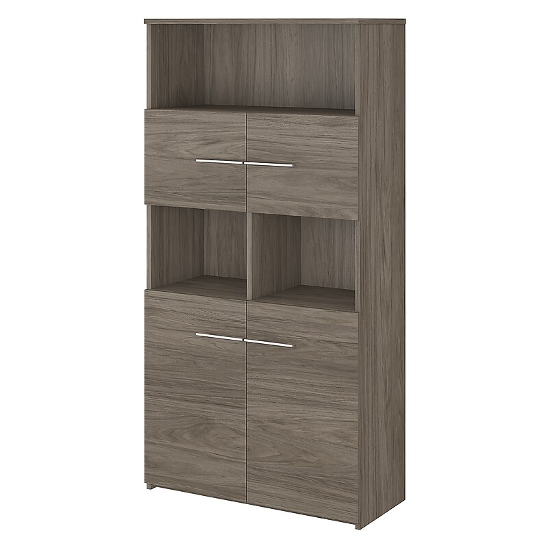 Bush Business Furniture Office 500 70"H 5-Shelf Bookcase with Doors, Modern Hickory (OFB136MH) image 1