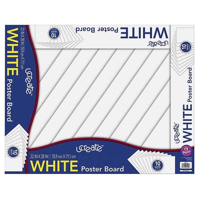 uCreate Poster Board, 2.3' x 1.8', White, 10/Pack (P5420) image 1
