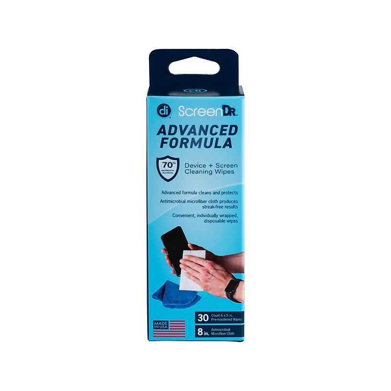 Digital Innovations ScreenDr Device and Screen Cleaning Wipes, 30/Pack (32346) image 1