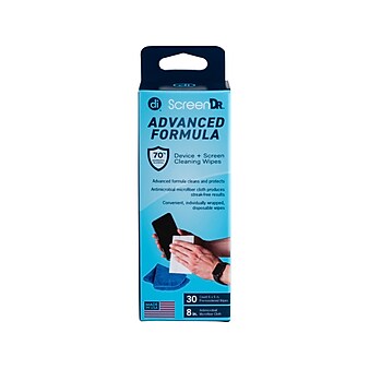 Digital Innovations ScreenDr Device and Screen Cleaning Wipes, 30/Pack (32346)