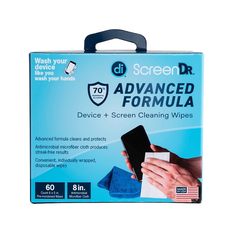 Digital Innovations ScreenDr Device and Screen Cleaning Wipes, 60/Pack (32347) image 1