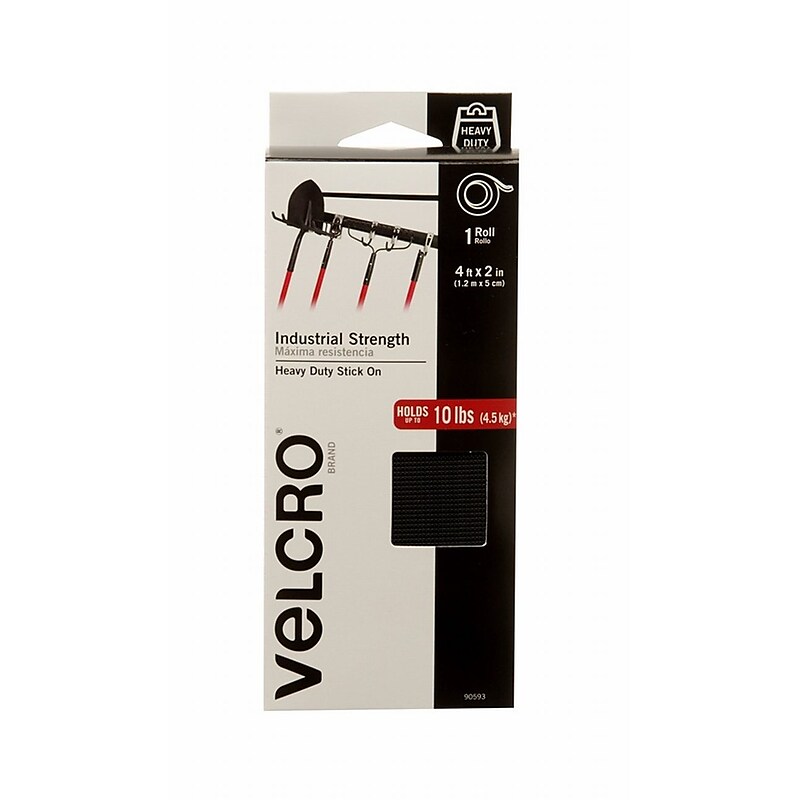 VELCRO Industrial Strength 2" x 48" Sticky Back Hook & Loop Fastener, Black (90593) image 1