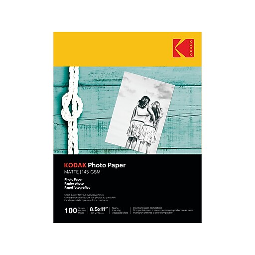 Kodak Matte Photo Paper, 8.5" x 11", 100 Sheets/Pack (41184) Staples