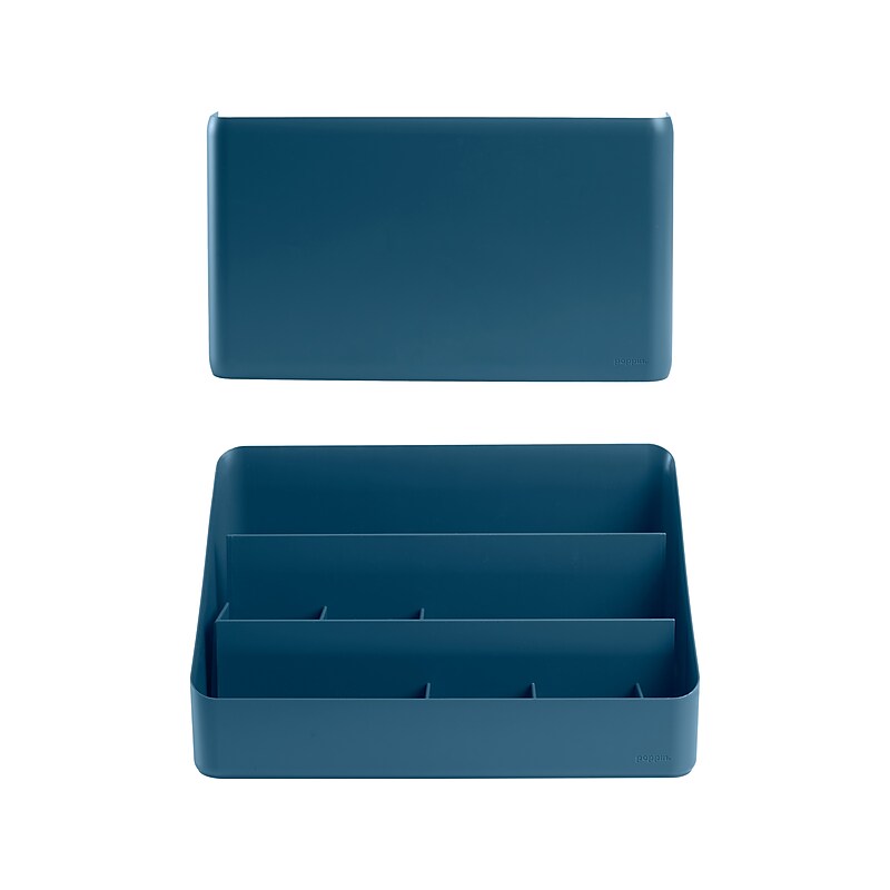 Poppin 2-Piece Desk Organizer Set, Polystyrene, Slate Blue (108023) image 1