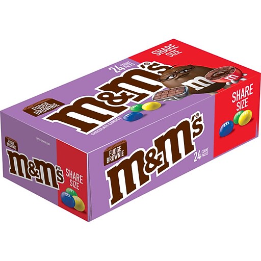 M&M's Fudge Brownie Share Size Chocolate Candy, 2.83 oz, 24ct