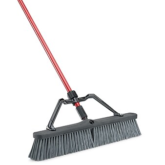 Libman Commercial 24" Rough Surface Heavy-Duty Push Broom, Gray Bristles, 3/Carton (825)