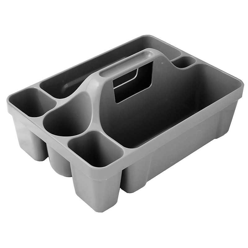 Libman Commercial 6-Compartment Cleaning Caddy, Gray Plastic (1225004) image 1