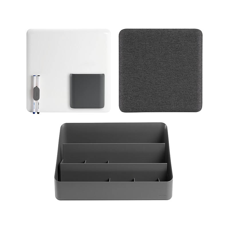 Poppin WFH 3-Compartment Plastic Wall and Desk Organizer Set, Dark Gray/White (108016) image 1