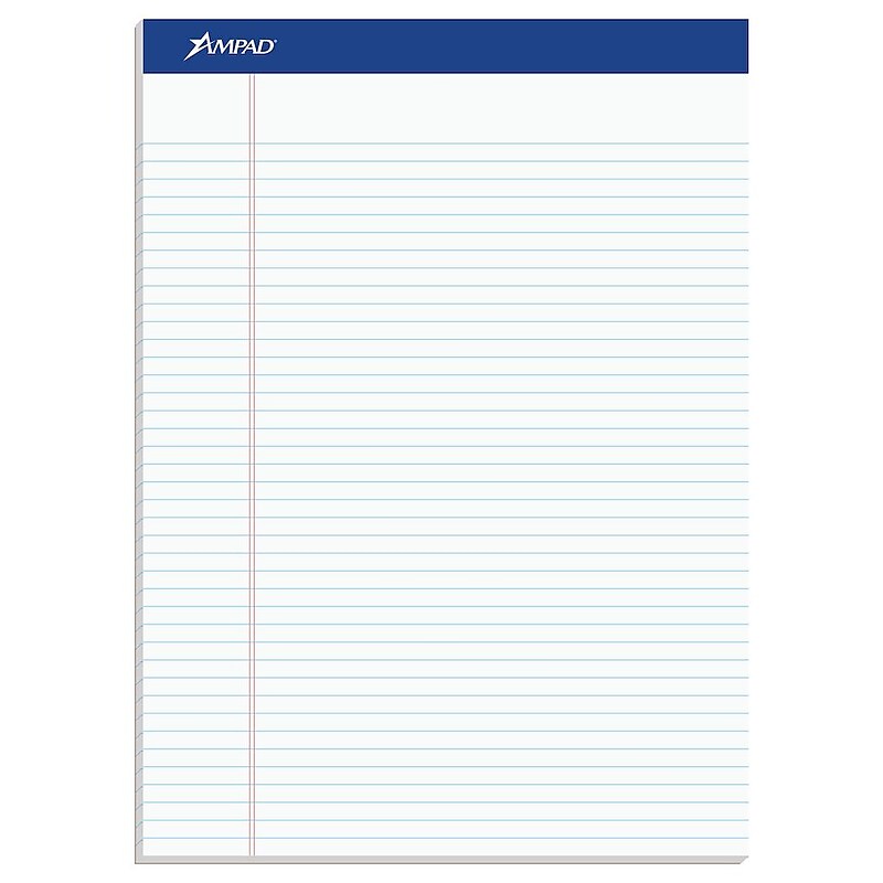 Ampad Notepad, 8.5" x 11.75", Narrow Ruled, White, 50 Sheets/Pad, 12 Pads/Pack (20-322) image 1