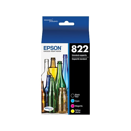 Epson 822 Black/Cyan/Magenta/Yellow Standard Yield Ink Cartridges, 4