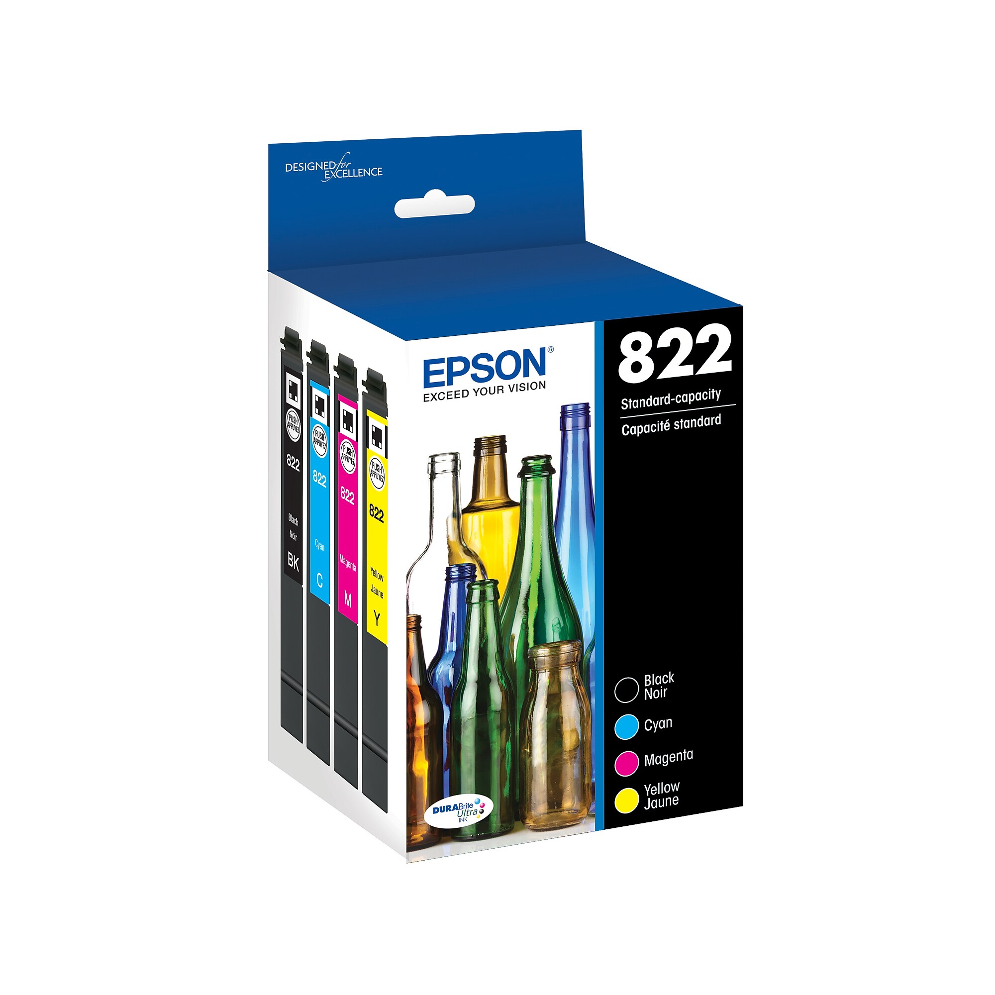 Epson T822 Black/Cyan/Magenta/Yellow Standard Yield Ink Cartridge, 4/Pack (T822120XL-BCS) Sansujyuku sansujyuku.com