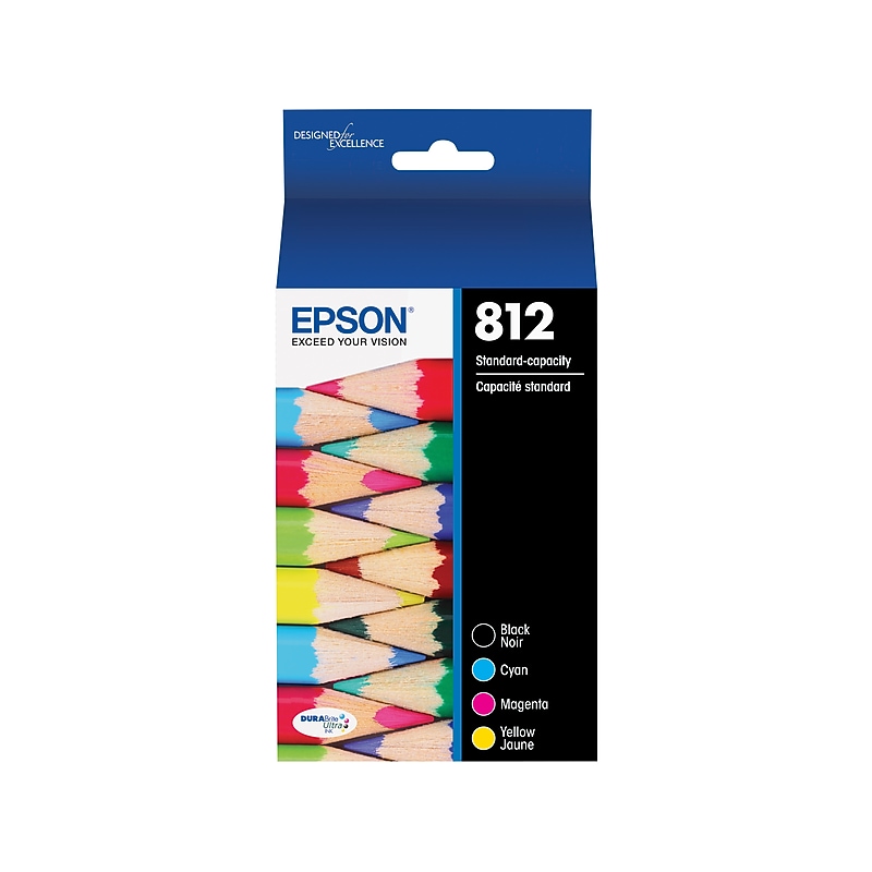 Epson T812 Black/Cyan/Magenta/Yellow Standard Yield Ink Cartridge, 4/Pack   (T812120-BCS) image 1