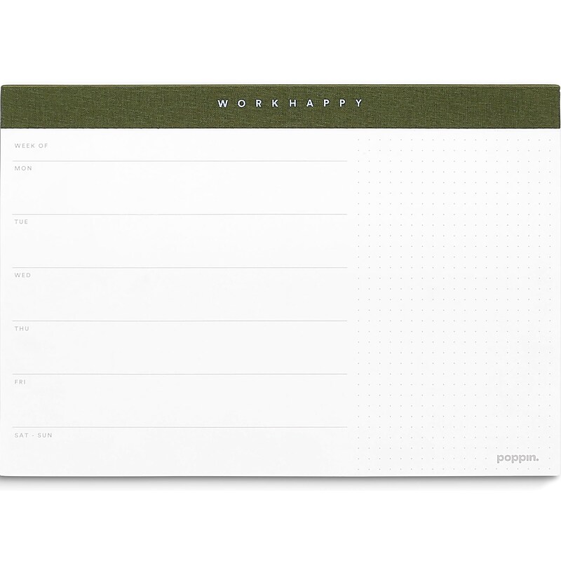 Poppin Work Happy Paper Desk Pad, 10" x 7", Olive (107460) image 1