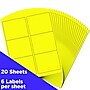 JAM Paper Shipping Label, 3 1/3" x 4", Neon Yellow, 6 Labels/Sheet, 20 Sheets/Pack (354328049)~#|#~sp102299564_sc7