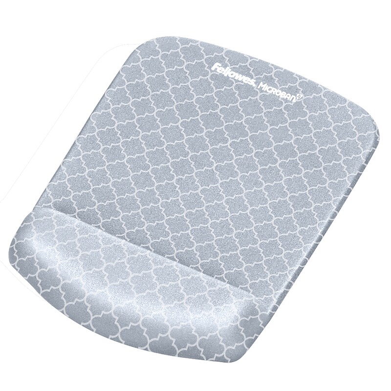 Fellowes PlushTouch Foam Mouse Pad/Wrist Rest Combo, Gray Lattice (9549701) image 1